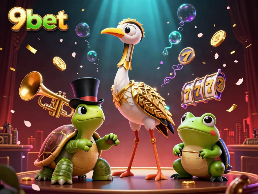 Engage with 9bet through this vibrant 3D casino scene featuring lively characters in a dynamic setting.