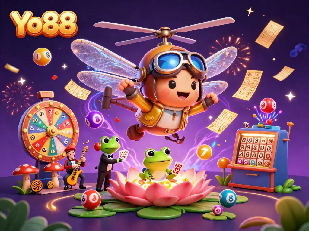 Experience exhilarating gaming at Yo88 with a vibrant casino scene featuring unique characters and engaging game elements.