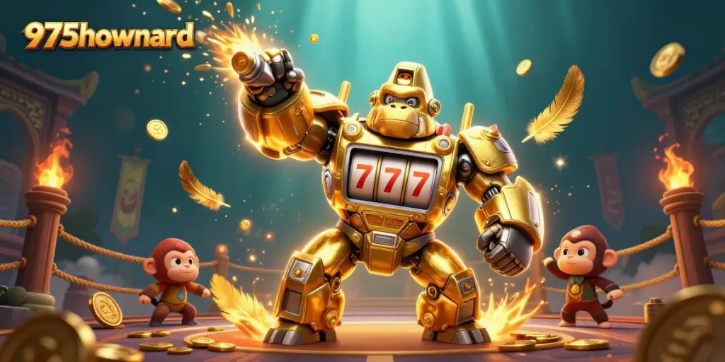 Experience thrilling gaming at 975howard with a vibrant 3D casino illustration showing excitement.