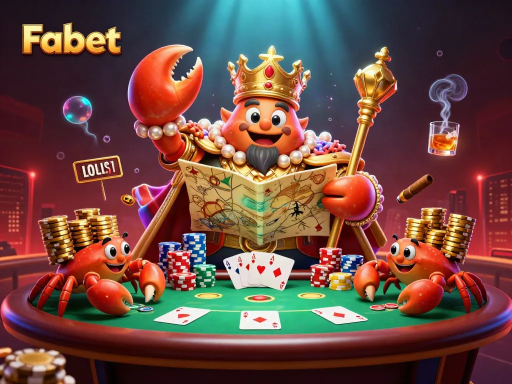Experience Fabet with a rich casino scene featuring golden crab emperor and poker elements.