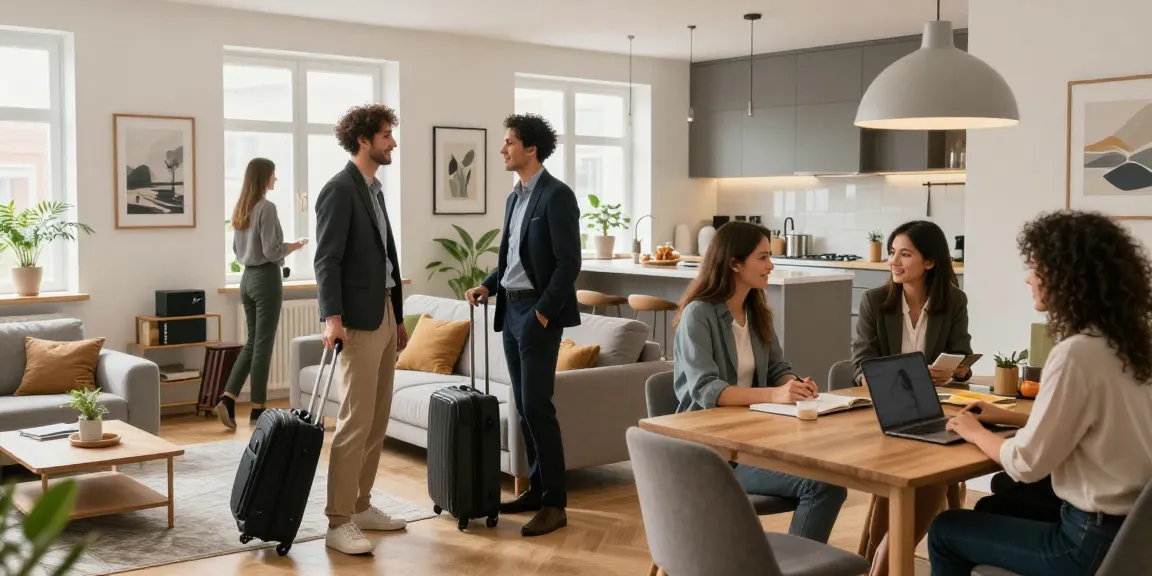 Moderne Monteurwohnung in Hannover mit einladendem Ambiente und voll ausgestatteter Küche für Geschäftsreisende.