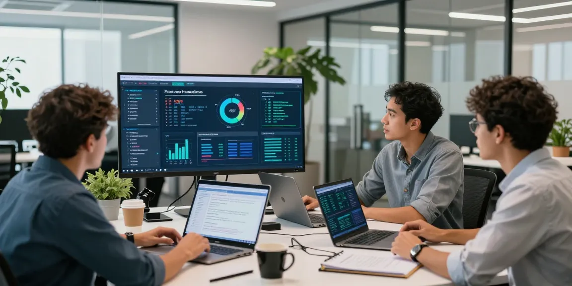 Experts analyzing data in a cybersecurity setting, focusing on Datenschutz Dienstleistung through visual metrics.