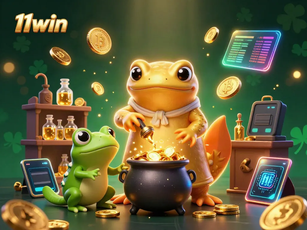 Experience the captivating allure of 11win in a dynamic alchemist scene transmuting gold.