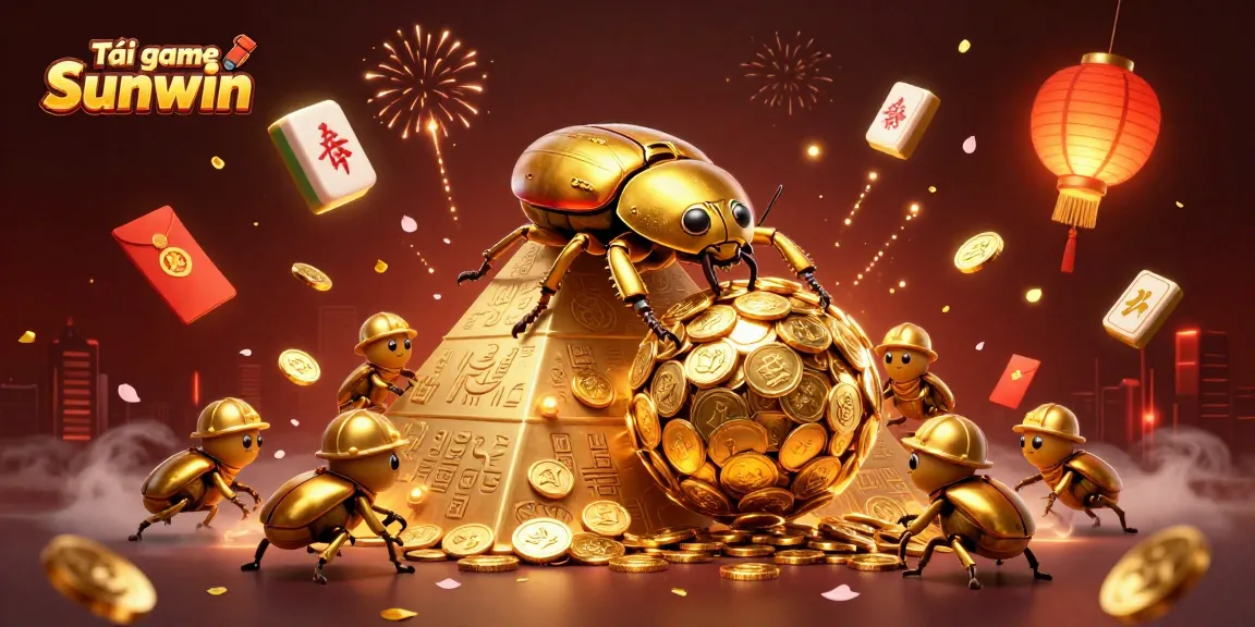 Play Tải game Sunwin with a vibrant design featuring golden elements and gambling symbols.