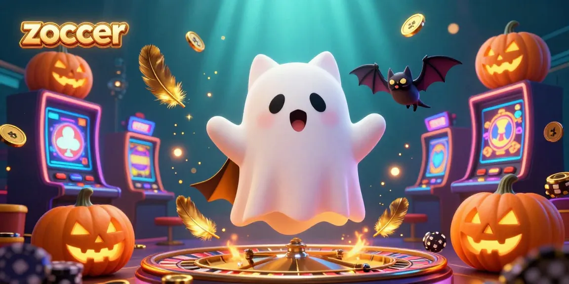 Zoccer showcases a friendly ghost cat at a vibrant casino, captivating players with its lively atmosphere and engaging games.