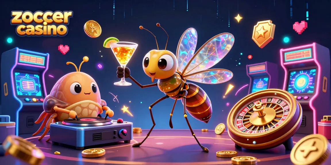 Zoccer Casino's vibrant 3D illustration featuring a unique casino mascot and dynamic gaming elements.